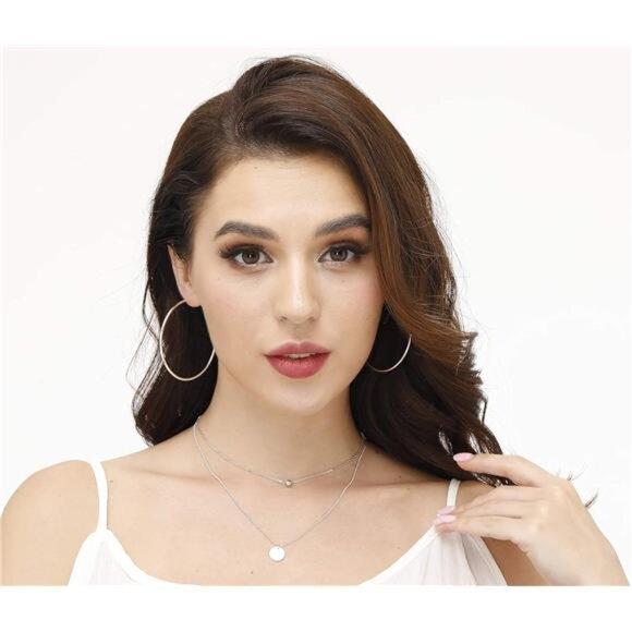 3 Pairs Sterling Silver Hoop Earrings - 14k White Gold Plated Hoop Earrings - Picture 3 of 6